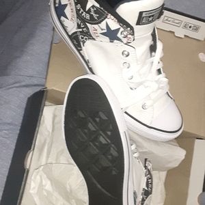 Converse White and Navy Hi Top